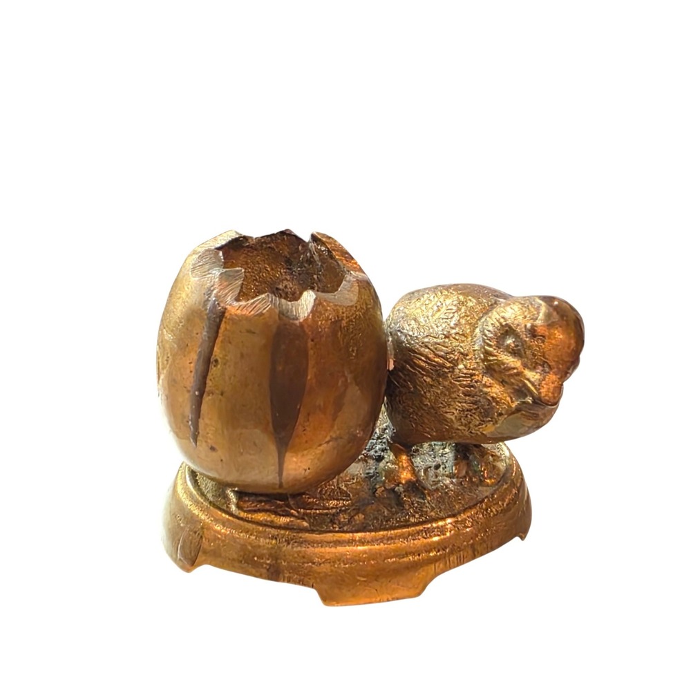 Vintage Brass Chick‎ and Cracked Egg Figurine Just Picked Out Farmhouse Decor
